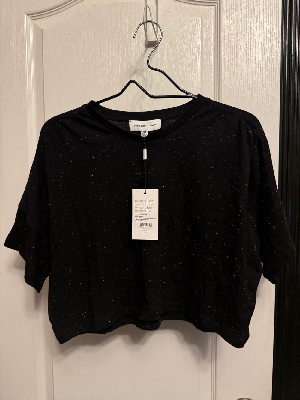 Something Navy Black Speckled Cropped Tee